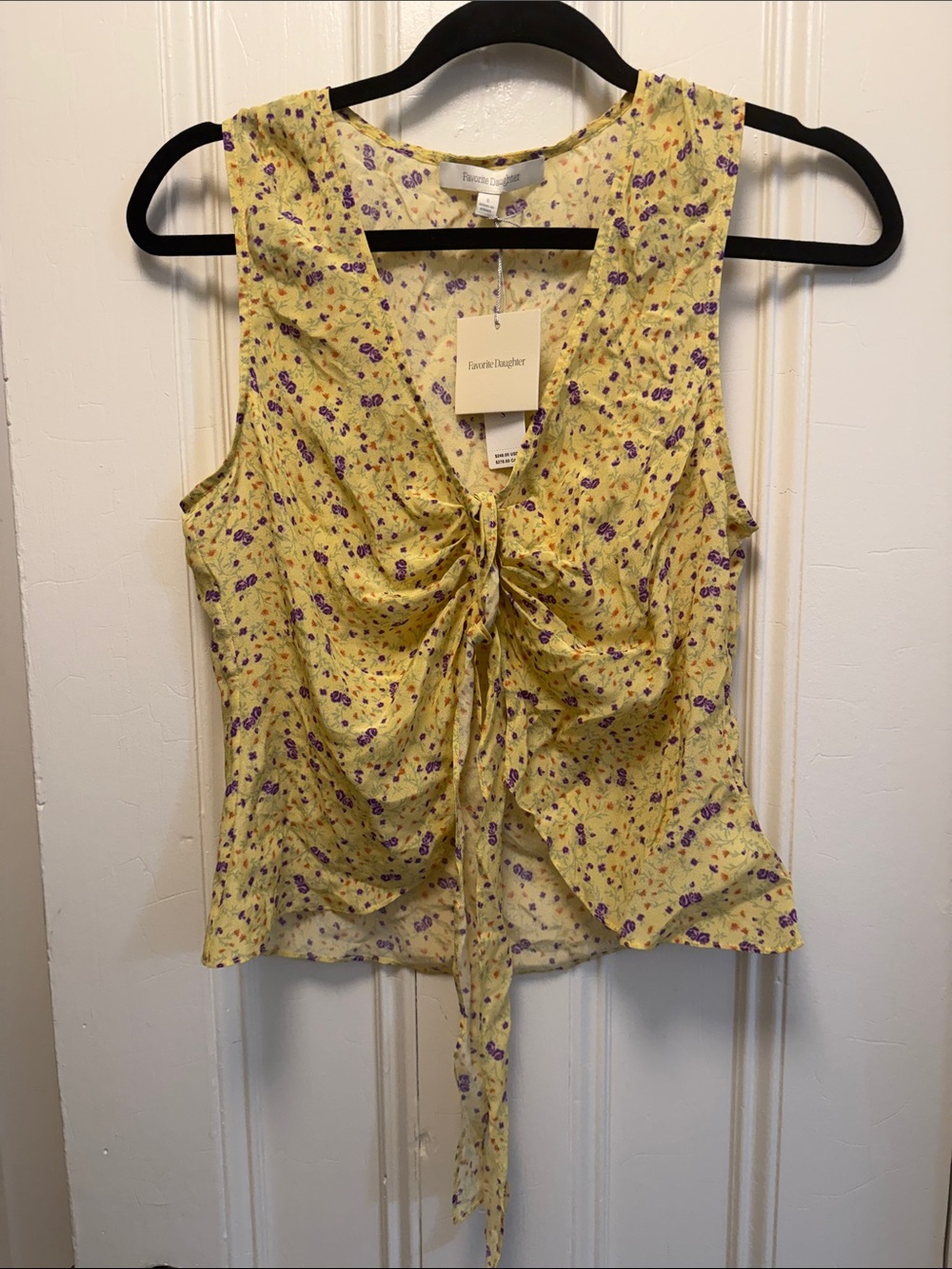 Favorite Daughter Yellow Floral Drawstring Sleeveless Camisole